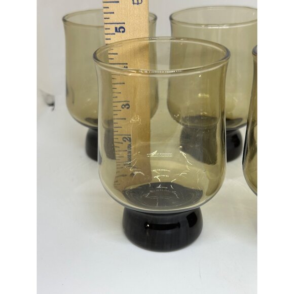 VTG Anchor Hocking Libbey Tawny Smokey Brown Glasses Set 5 Mid-Century USA 4.5" - Picture 8 of 9